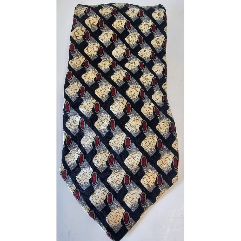 VTG Pierre Balmain Silk Necktie Geometric Pattern Designer Mens